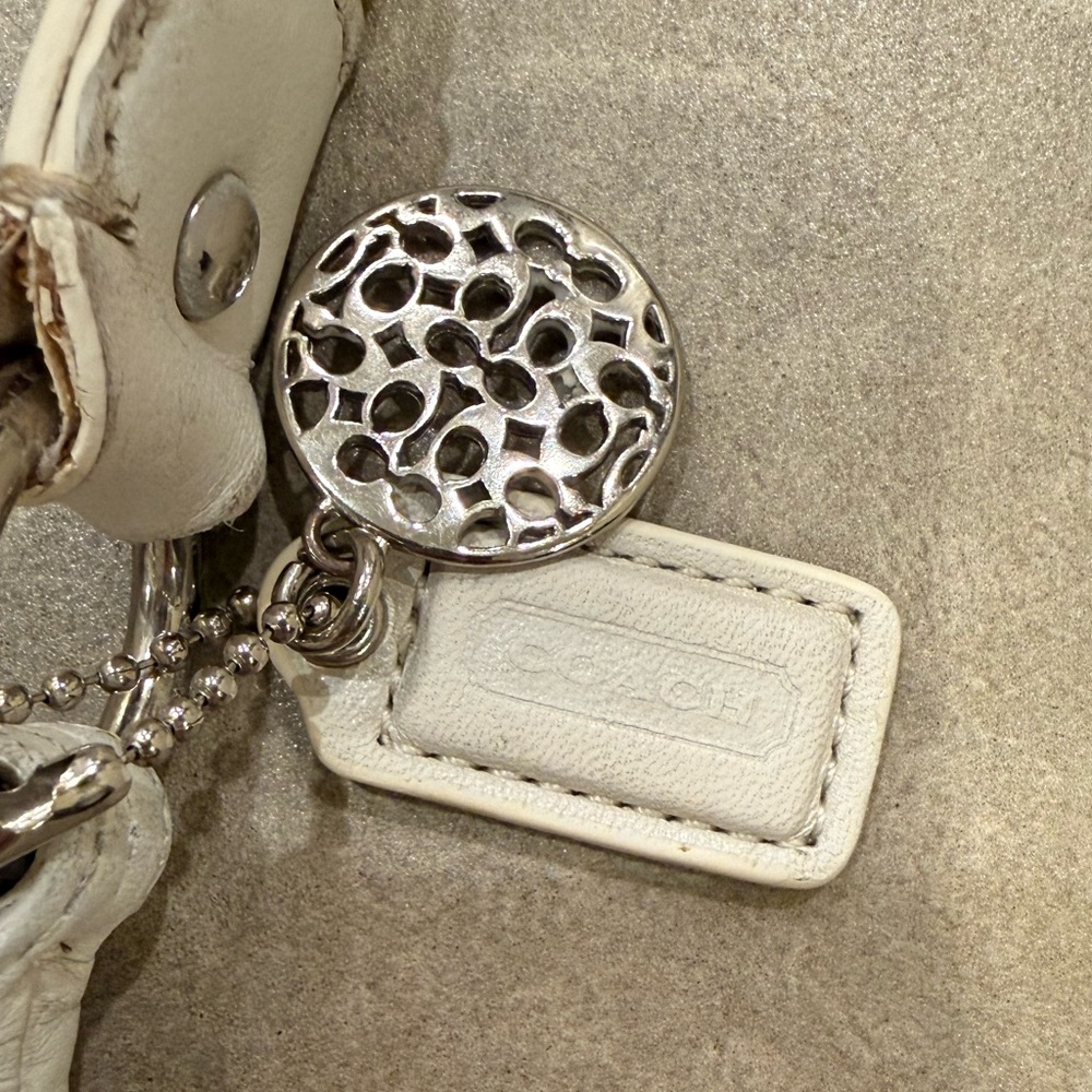 Used Coach Light Khaki/Cream Sateen Signature Swing Pack Crossbody - Picture 4 of 16